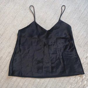 Black Satin V-Neck Camisole - Made in Canada - Brand: Linda for La Vie En Rose